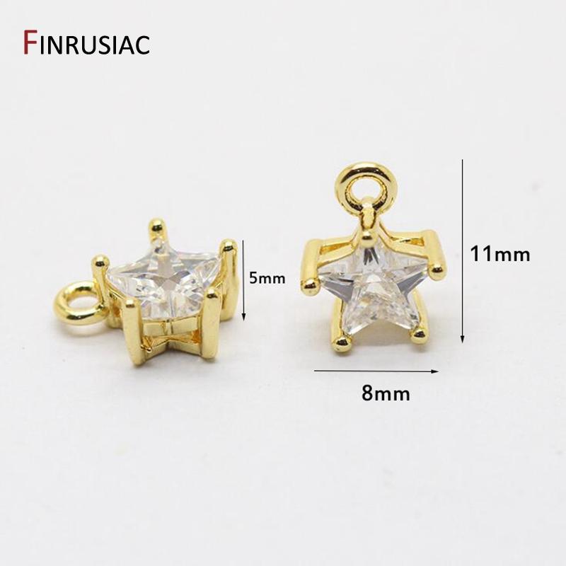 14K Goldplattiertes Messing Metall Sternform Kristall Anhänger für DIY Schmuck Halskette Ohrring Herstellung Zubehör