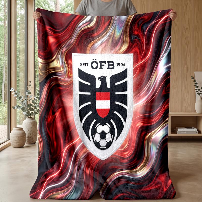 Austria Football Printed Flannel Blanket Skin Friendly Warm Decorative Throw for Indoor Couch Bed Daily Use