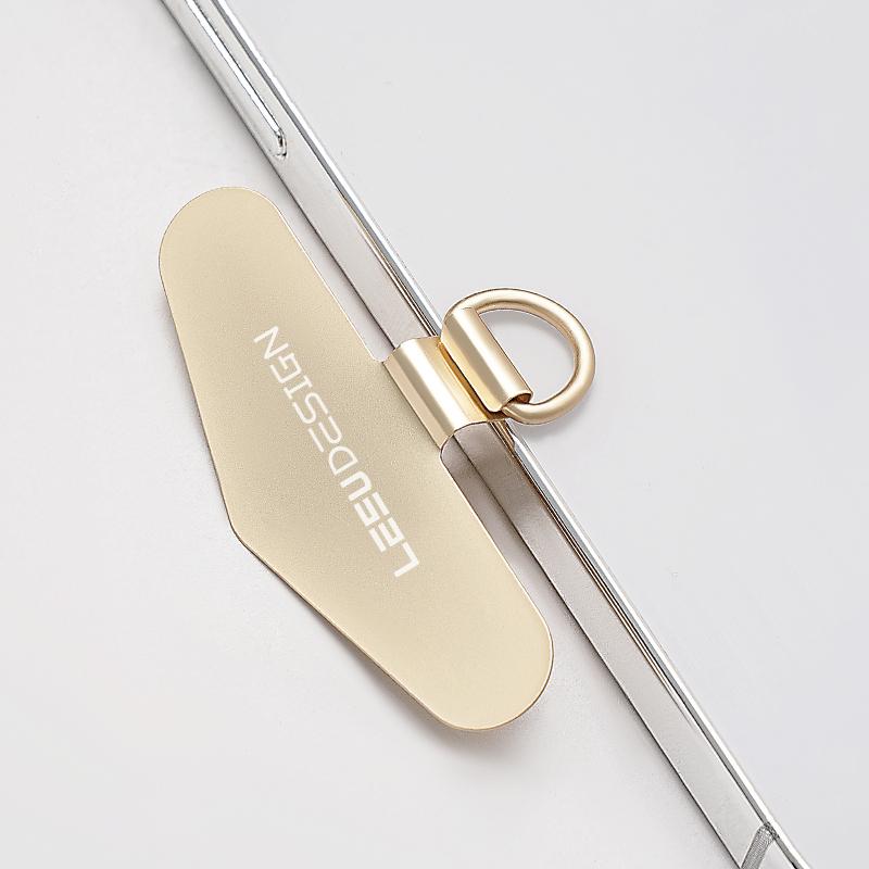 LEEU DESIGN Cordão para Celular Aba de Fixação Patch de Metal com Fivela