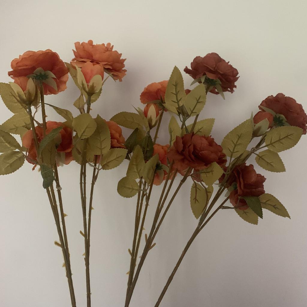 3heads Peony Artificial Flower Silk Peony Burnt Orange Brown Caramel Wedding Decoration Table Living Room Flower Fall Decor