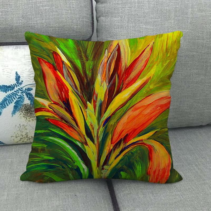Palm Tree Leaves, Turtle-Back Bamboo Plant Digital Printing Short Plush Pillow Covers For Sofa Office Cushion Cover Home Goods