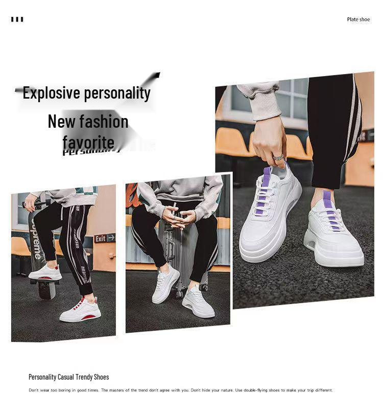Men's Lightweight White Sneakers - Autumn Casual, Trendy & Breathable with Non-slip Thick Soles