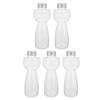 Cat Design 5Pcs Transparent PET Juice Bottles Reusable Leakproof Beverage Containers for Juicing Drinks Milktea Water Storage