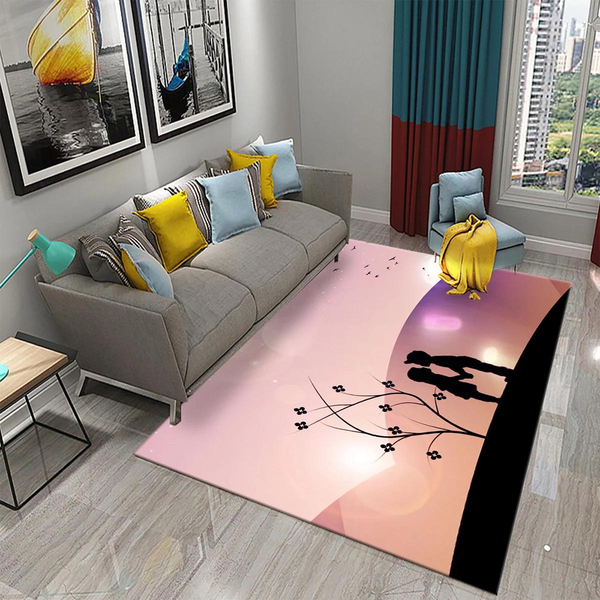 

Romantic Valentines Day Love Printed Pattern Carpet Bedroom Non-slip Mat Home Living Room Bathroom Kitchen Home Decoration Mat 40x60cm 16x24 inch