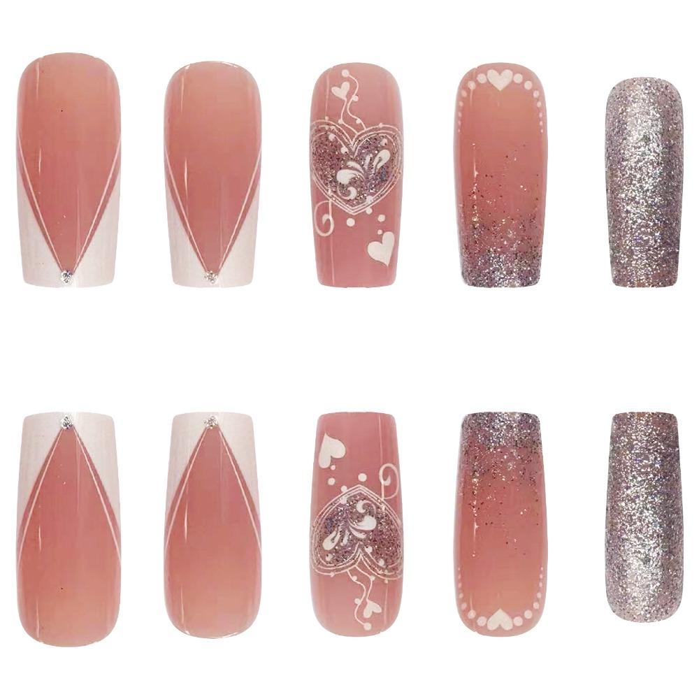 Acoperire completă Unghii false Cap pătrat Sfaturi pentru unghii Unghii false franțuzești rezistente la apă Fată