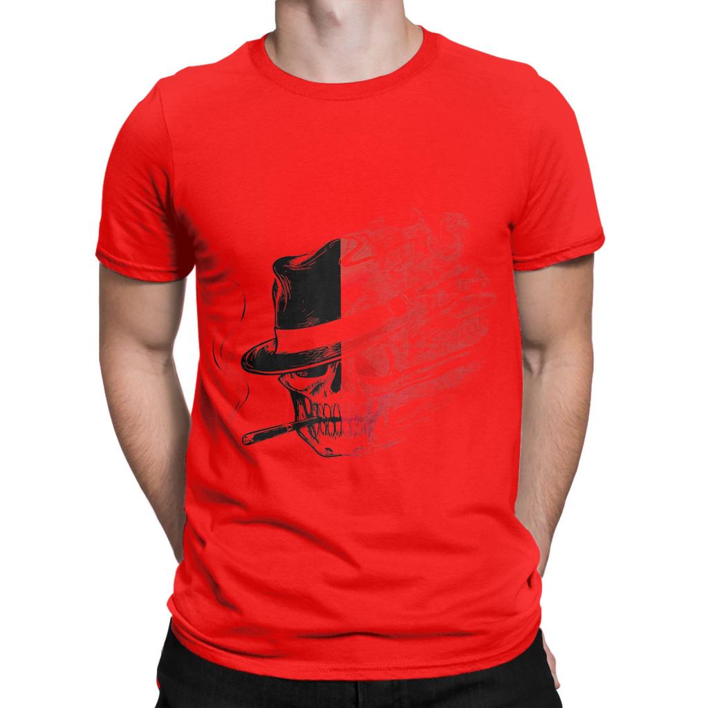 Harajuku TShirt Beach Skeleton Smoking Leisure T Shirts Cotton Tshirt for Couple Y2K Classic Printed Short Sleeve Tees