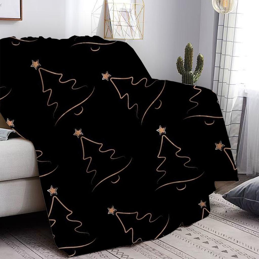 Christmas geometric theme digital-printed polyester Bedroom velvet flannel cover blanket Fleece soft cover blankets for beds