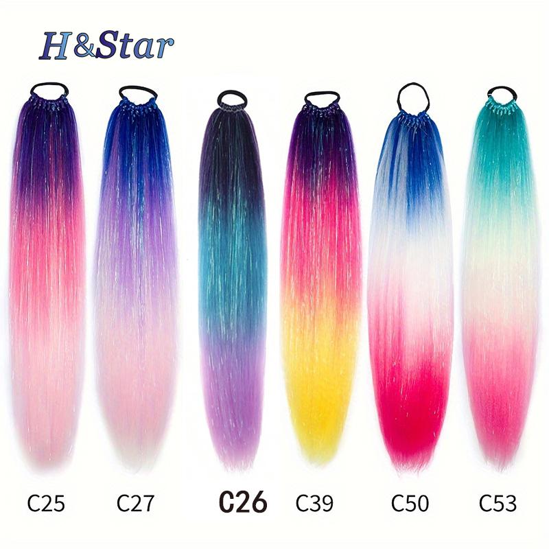 H&STAR 24 Zoll Synthetische Haarteile Pferdeschwanz Haarverlängerungen Haare Glänzend Haarpferdeschwanz-Verlängerung Zum Flechten Haare Auf Haargummi Lose