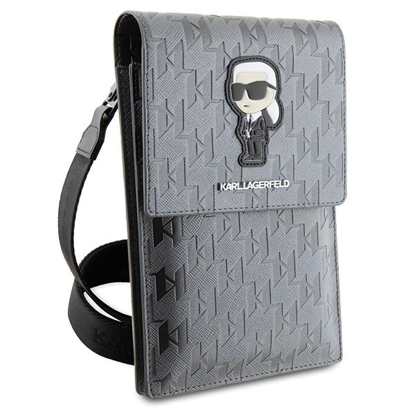Karl Lagerfeld Torebka Klwbsakhpkgsrebrny/Silver Saffiano Monogram Ikonik