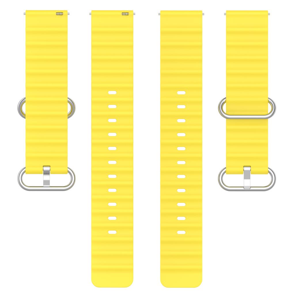 For Samsung Galaxy Watch3 45mm/Galaxy Watch 46mm Universal 22mm Silicone Watch Strap Solid Color Wave Design Adjustable Wrist Band