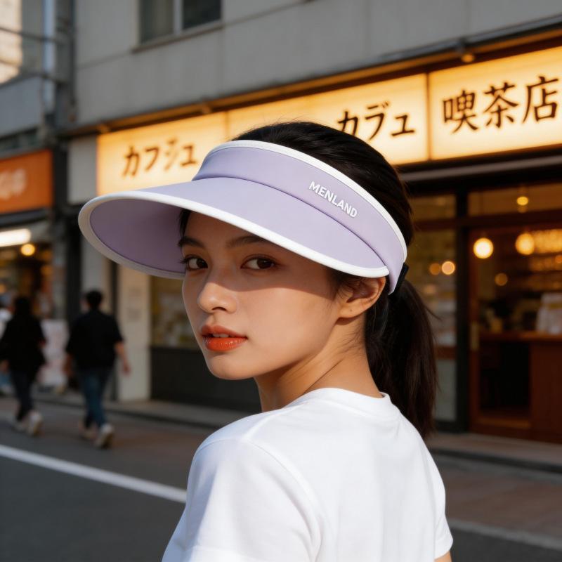 Empty Top Sunscreen Hat Women's Outdoor Can Tie Ponytail Large Brim Quick-drying Duck Tongue Sun Hat Embroidered Letter Sun Hat