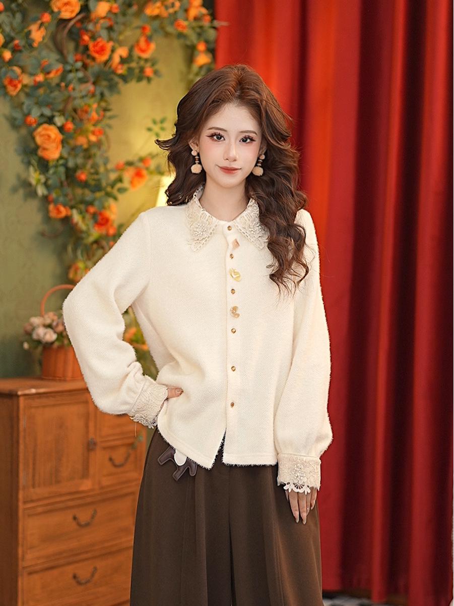 

Кардиган на пуговицах с текстурой и вырезами от Zhang Jiayuan - S14951 Large жёлтый/абрикосовый