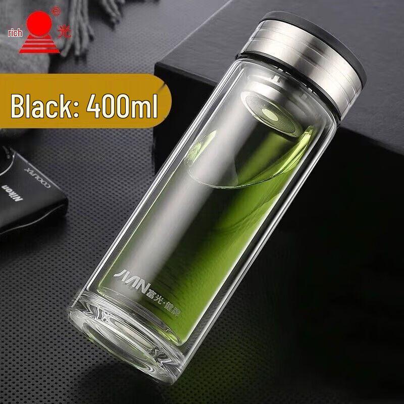 Fuguang Portable Business Double-Wall Glass Tea Tumbler 400ml