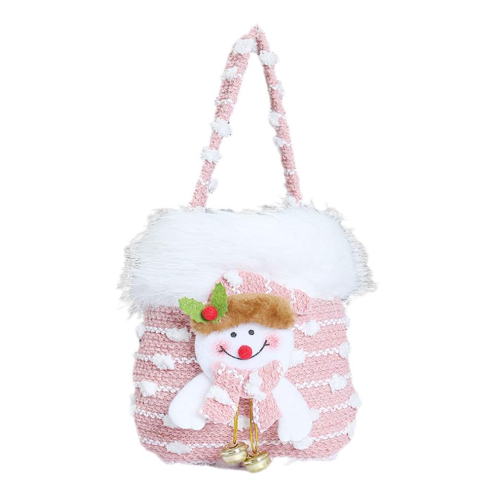 Bright Snowman Christmas Gift Bag Colorful Knitted Beautiful Knitted Gift Storage Bag Velvet Material Snowflake Design
