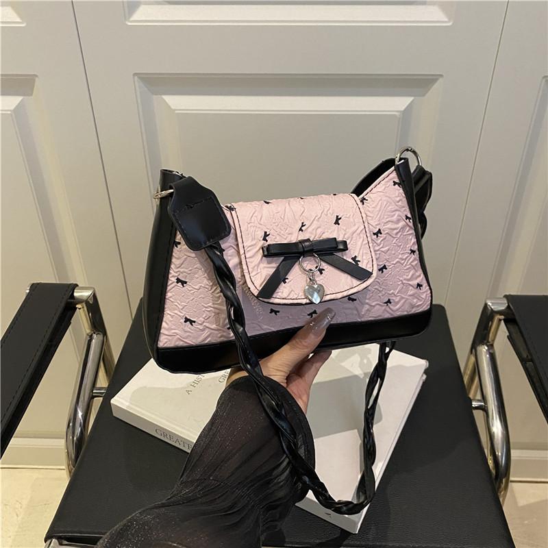 Niche Design Bow Underarm Bag Women's 2025 New Handbag Fashion Shoulder Messenger Bag Sweet Baguette Bag