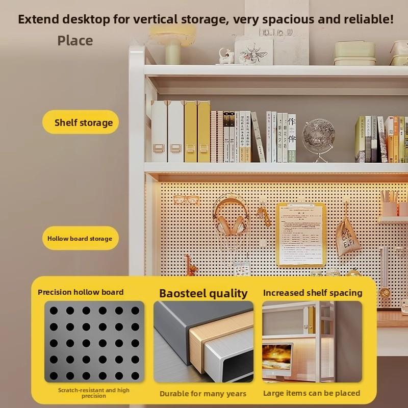 Multi-Layer Desktop Hole Board Storage Rack Stand up Computer Desk Organizer Student Dormitory Bookcase Horizontal Shelf Holder