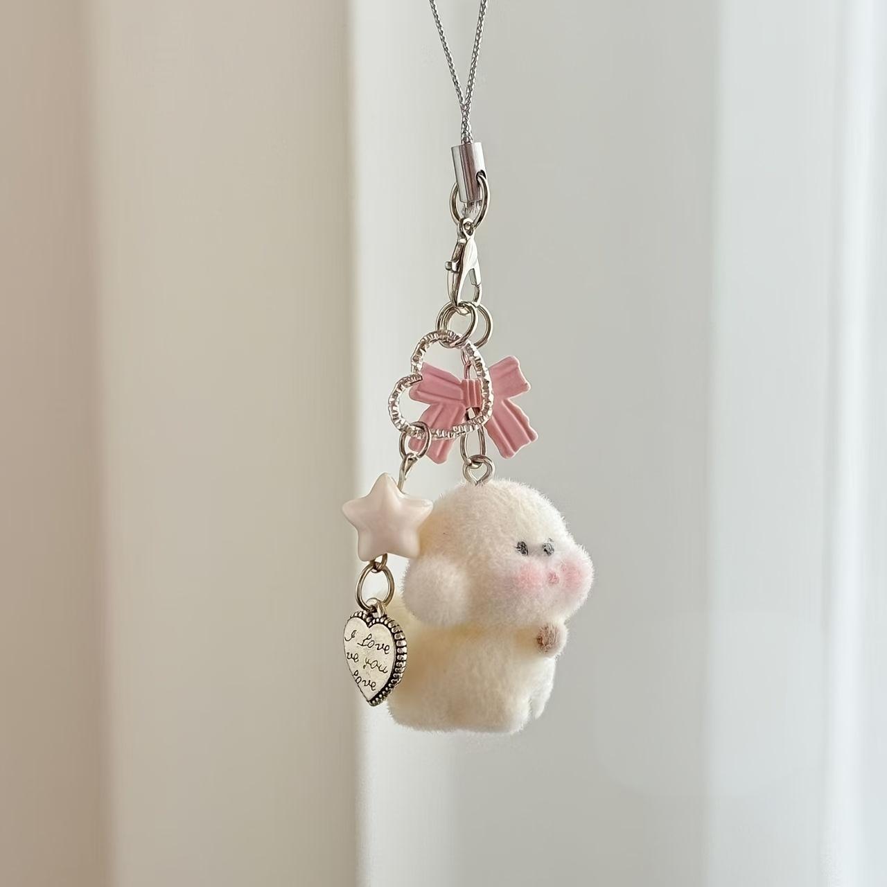 [Bowknot Dog Pendant] Bowknot Dog Cute Pendant Phone Chain Pendant bag Pendant Suitable for Daily Holiday Gifts Lanyard