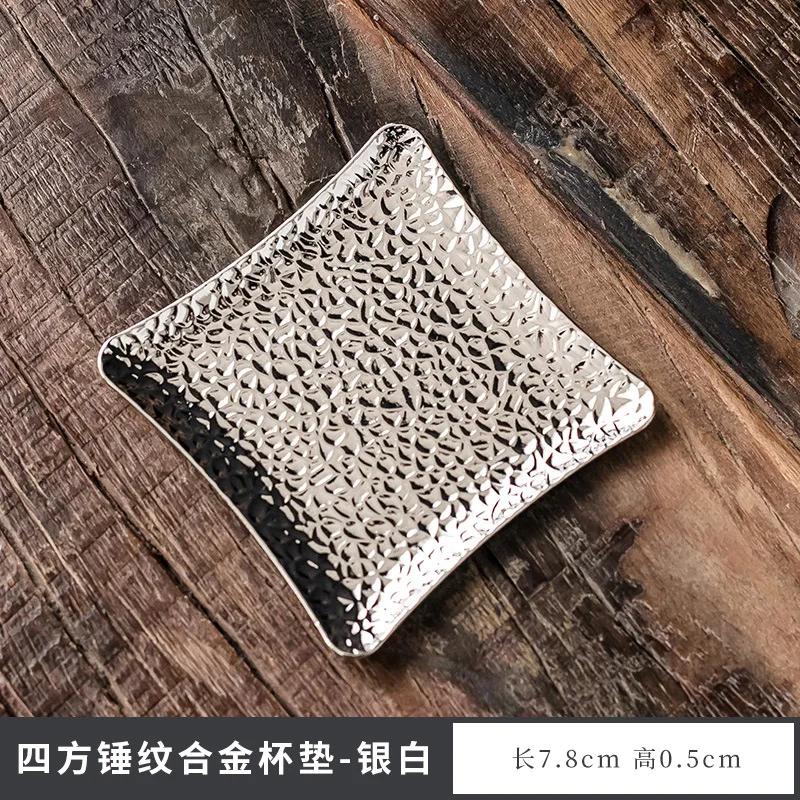 Japanese Alloy Coasters Creative Imitation Copper Retro Heat Insulated Cup Holder Zen Kung Fu Teaware Accessories Fruit Plate