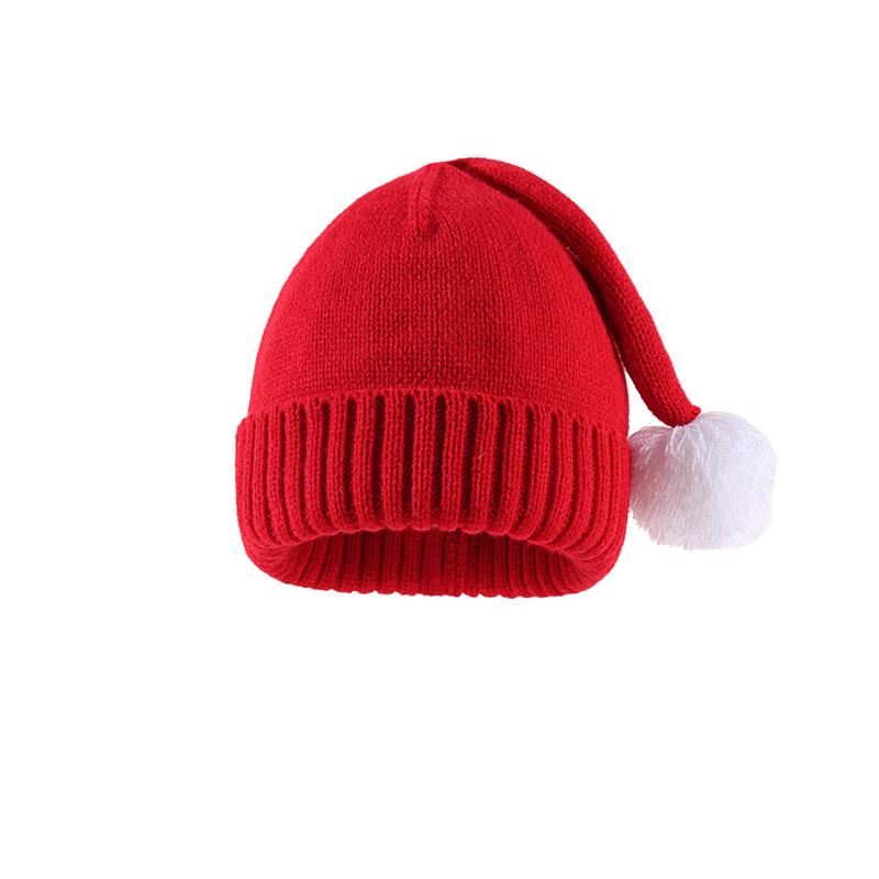 

Autumn and winter new children s Christmas hats, boys and girls parent-child warm knitted hats, cute hairball wool hats One Size