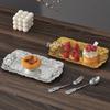 European-Style Rectangle Fruit Plate,Exquisitely Carved Stars Texture Metal Cake Tray,Dessert Living Room Snack Plate Decoration
