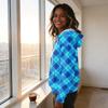 Women's Long Sleeve Pullover Hoodie with Plaid Print and Drawstring Casual Top