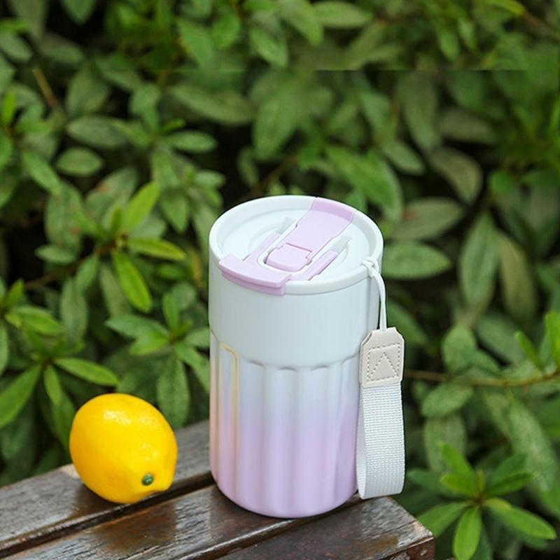 Stainless Steel Insulated Flask Car Drinking Cup for Travel Office 6 Color Ergonomic Handle Water Drinkware