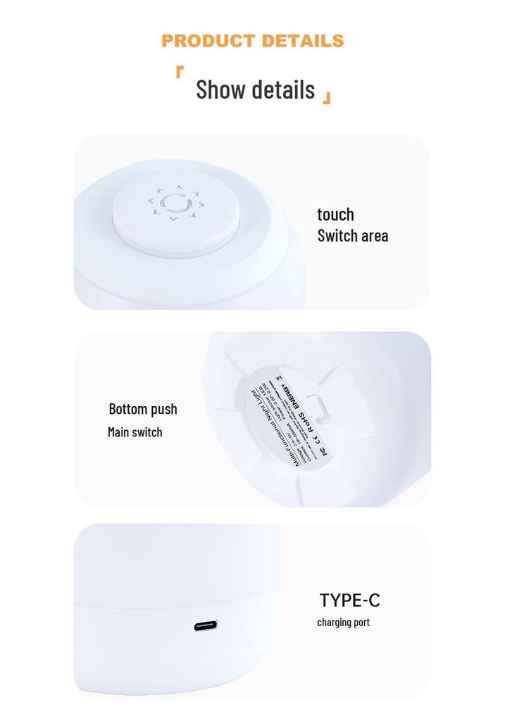 Rechargeable Touch LED Night Light: Bedside, Wake-Up, Dorm, or Sleep Atmosphere Desk Lamp
