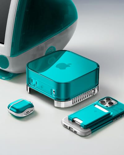 Spigen Case for Apple Mac Mini M4/M4 Pro (2024) with Air Filter, Stand, Dustproof, Breathable, and Protective Cover, Classic C1 (ACS09213) (Bondi Blue