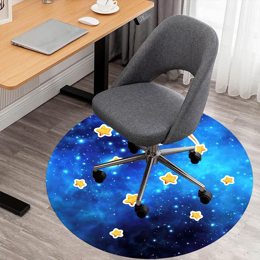 1pc Shooting Star Cosmic Round Chair Mat Area Rug - Non-Slip, Floor Mat for Office, Bedroom, Home Decor Christmas Gift P0811127