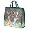 Gucci X Peter Rabbit Kolaboracja Nadruk Zwierzęcy Magnetyczne Zamknięcie Płócienna Torba Tote Dzieci Torba Tote Beżowy Ciemny Brąz 605614-FACZU-8459