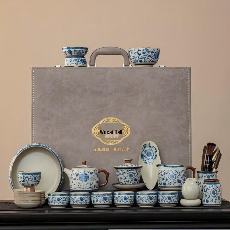 Tao Ding Xuan Blue & White Porcelain Ru Kiln 25-Piece Tea Set