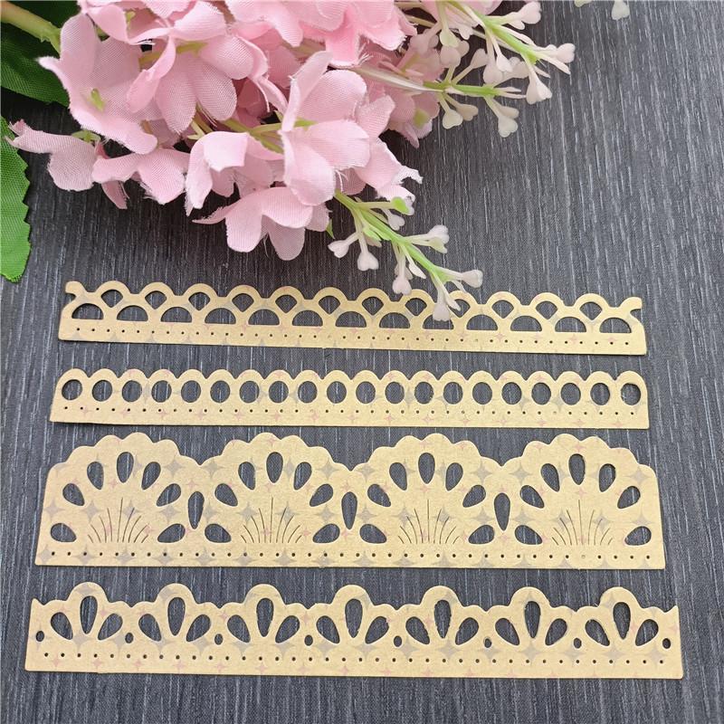 4pcs Lace Border Metal Cutting Dies Stencils for DIY Scrapbooking Decorative Embossing Handcraft Die Cutting Template