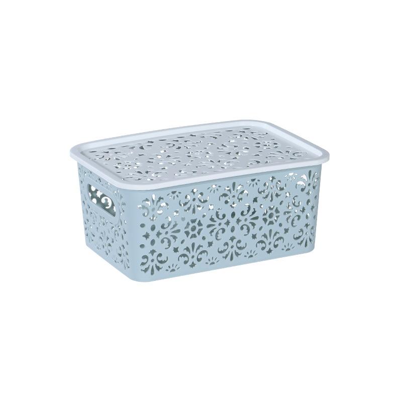 

2/4/6pc Large Lace Plastic Storage Basket Box Organizer with Lid Stackable Basket Bins Container Clothes Organizer Lot in Closet 2pcs