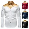 Men Shirt Lapel Long Sleeve Satiny Individual Color-Blocking Design Shirt Tops Buttons Placket Shirt Daily Vacation Street Work Clothes