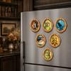 Metal Surface Decorations 1/6Pcs Halloween Retro Frame Refrigerator Magnet, Wood Carved Fridge Magnetic Decor Cabinet Whiteboard Magnet for