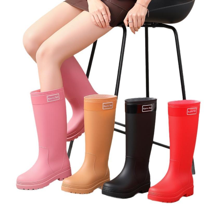 Women's extra height 36cm rain boots khaki waterproof boots urban commuter rubber shoes sweet sa rain shoes long tube red water shoes
