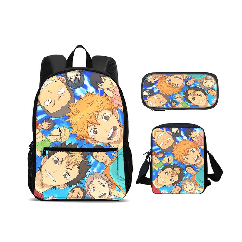 Haikyuu backpack pencil case shoulder bag 3Pcs Set printed new large capacity student boy and girl best birthday gift for school