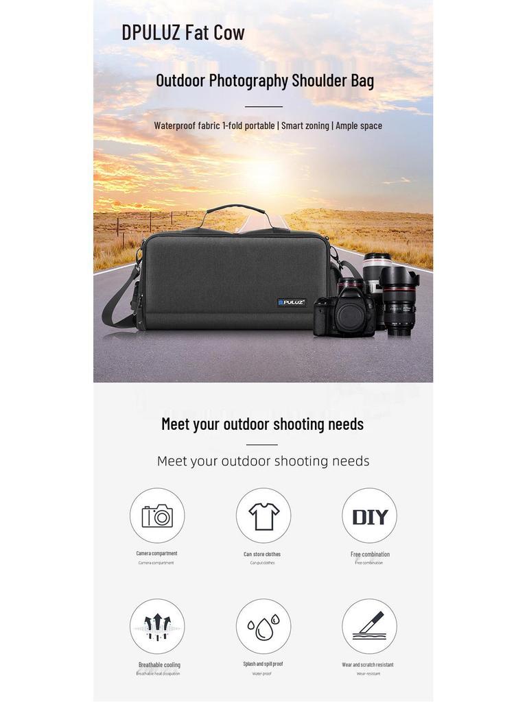 PULUZ Fat Cow Digital Camera Shoulder Bag with Lens Storage for Outdoor Photography