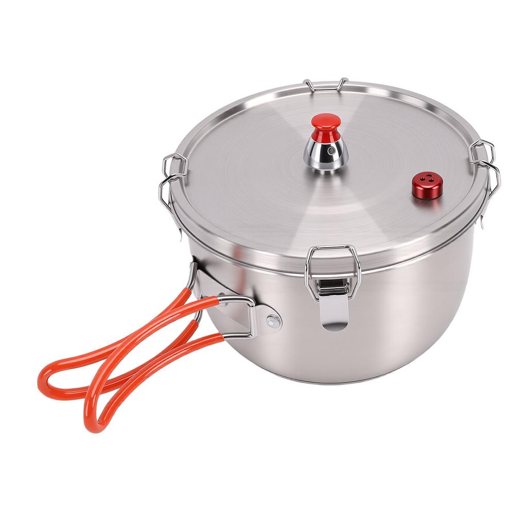 Camping Pressure Pot Stainless Steels Stove Pressure Cooker Outdoor Cookware for Backpacking Hiking Traveling 2500ML