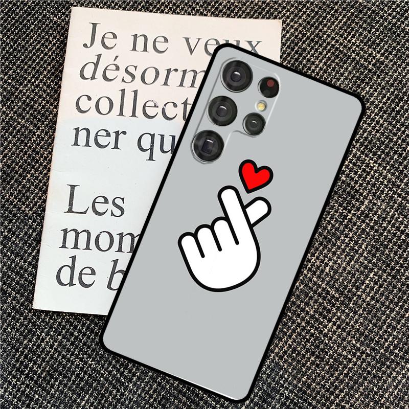 Kpop Finger Heart Case For Samsung Galaxy S25 Ultra S20 S21 S22 S23 S24 Ultra S9 S10 Plus S24 FE Back Cover