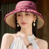 Summer light luxury thin mesh visor versatile outdoor bow bucket hat small eaves sunscreen hat