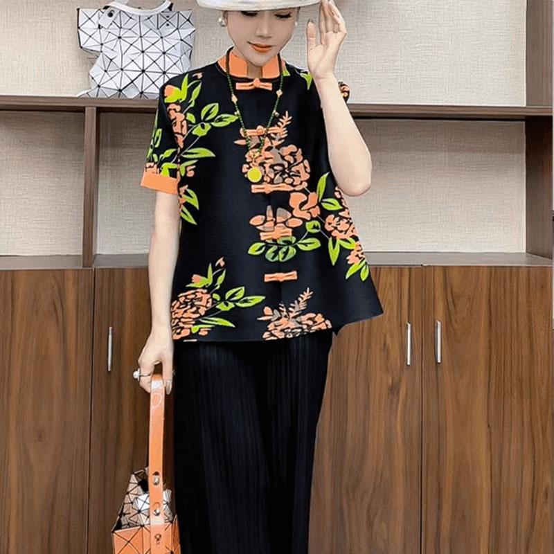 New Temperament, Fashionable and Casual Style, Versatile In Summer, Retro Women's New Chinese Style Button Up Top, Short Sleeved