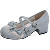 Fashion Spring/Autumn 2025 Heightened Girls Kitten Heel Lace Bow Shoes