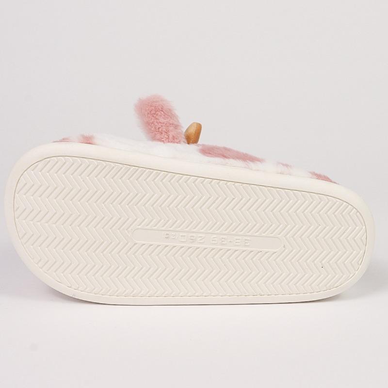 Cross-border Dairy Cow Fluffy Slippers Women's Indoor Household Cotton Slippers Home Warm Thick Bottom Plush Slippers Wholesale