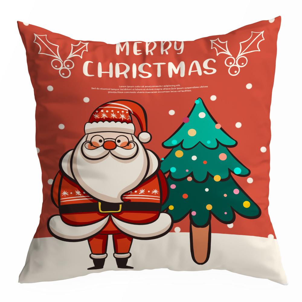 Christmas Pillowcase Cartoon Santa Claus Home Sofa Car Cushion Printed Pillowcase