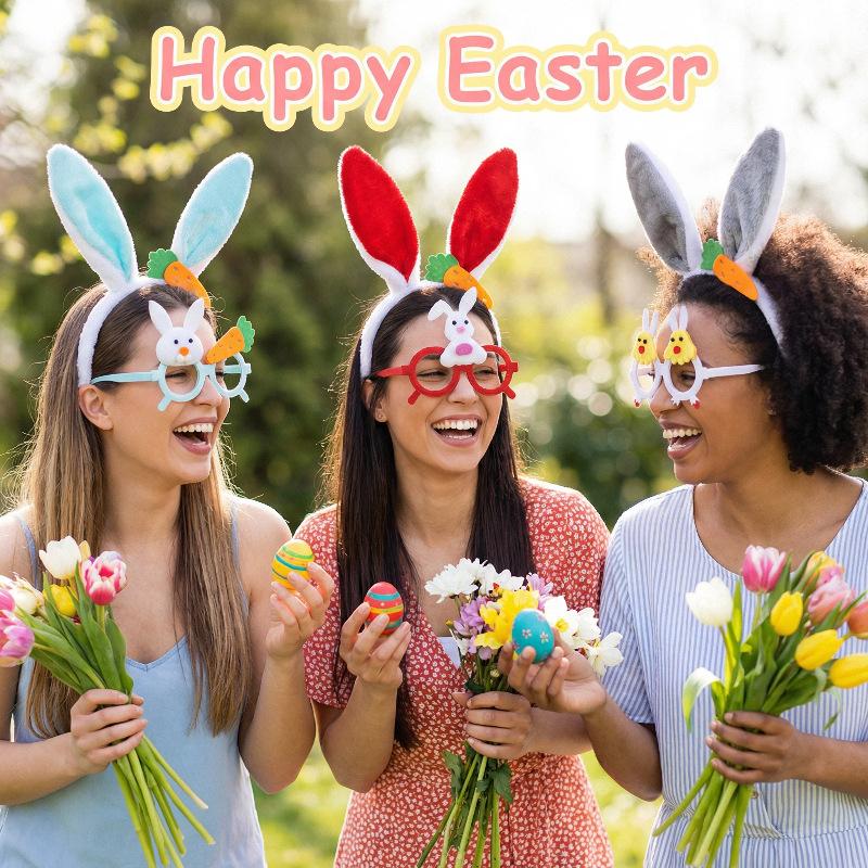 Neue Osterhasenohr-Haarbänder Plüsch-Hasenohren Karotten-Haarband Party Cosplay Kostüm Kopfschmuck Gesichtswasch-Haar-Accessoires Geschenk