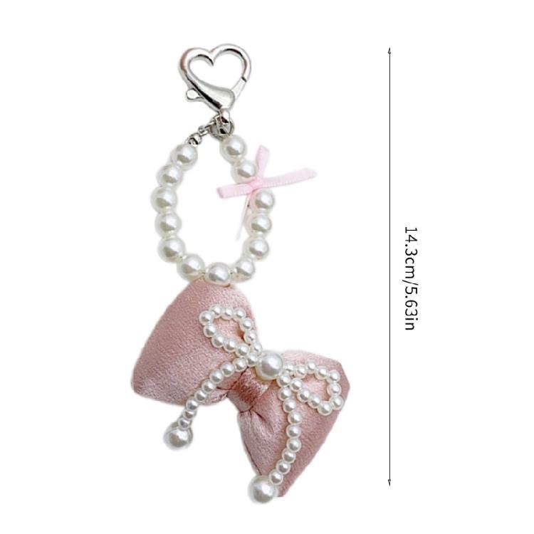 Sweet Cute Pearl Beaded Bowknot Keychain Decorations Keyring Hanging Ornament