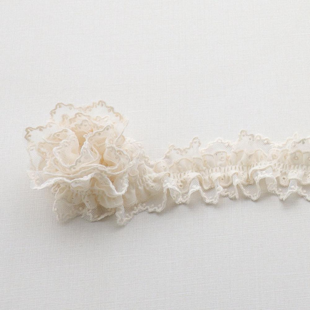 

Ruffled Lace Fabric 5cm Wide Ruffled Lace Trims Tassel Sewing Decor Apparel Curtains Sewing Decor бежевий