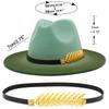 Gradient Color Fedora Hat for Women Men Wide Brim Felt Bowler Hat Luxury Casual Leather Belt Fedoras Chapeau