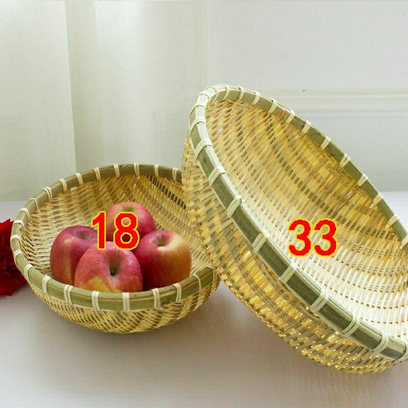 Handwoven Bamboo Winnowing and Storage Basket – Round Basket for Steamed Buns, Fruits, Vegetables, and Draining.